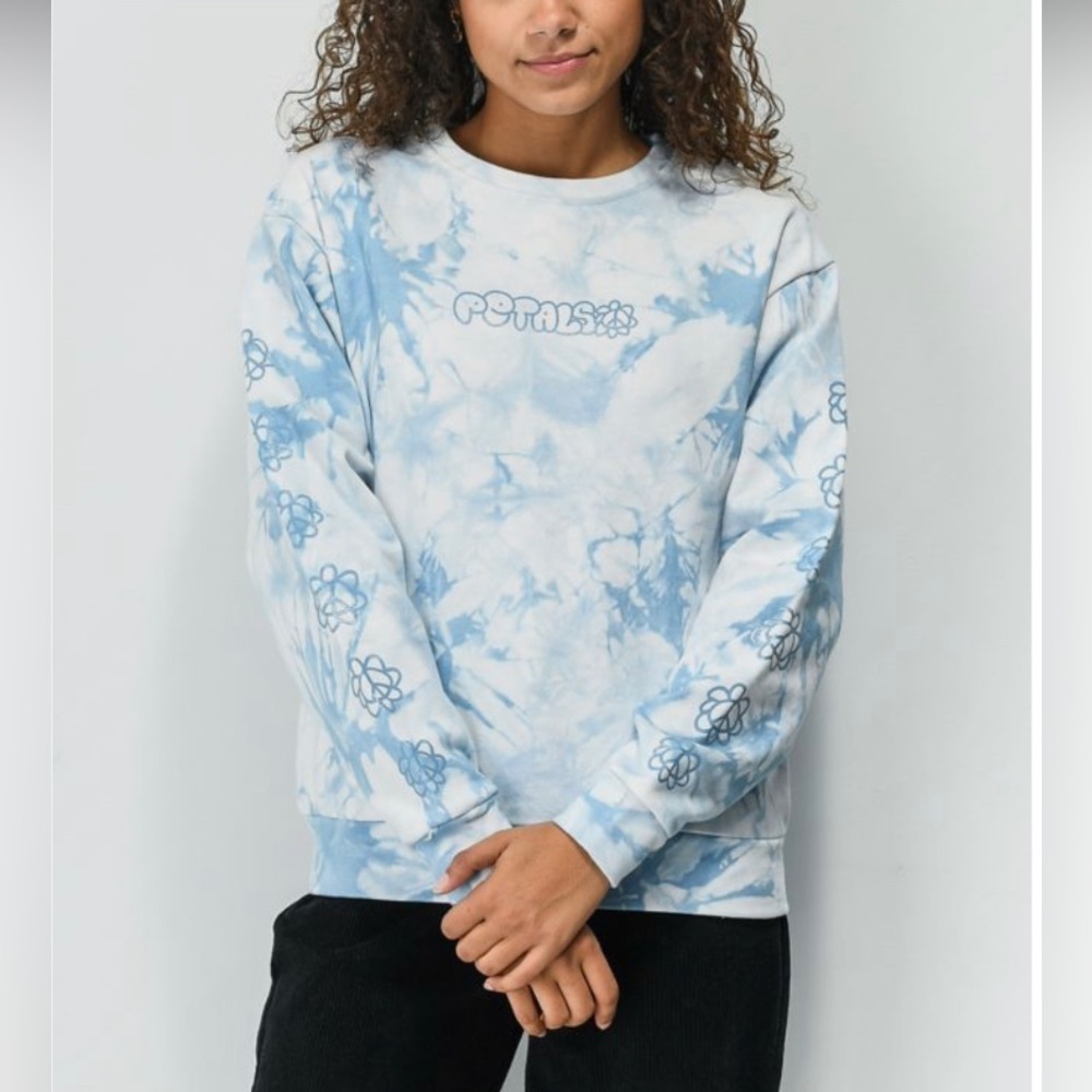 Petals and Peacocks Peace & Petals Blue Tie Dye Crewneck Sweatshirt - Picture 2 of 7